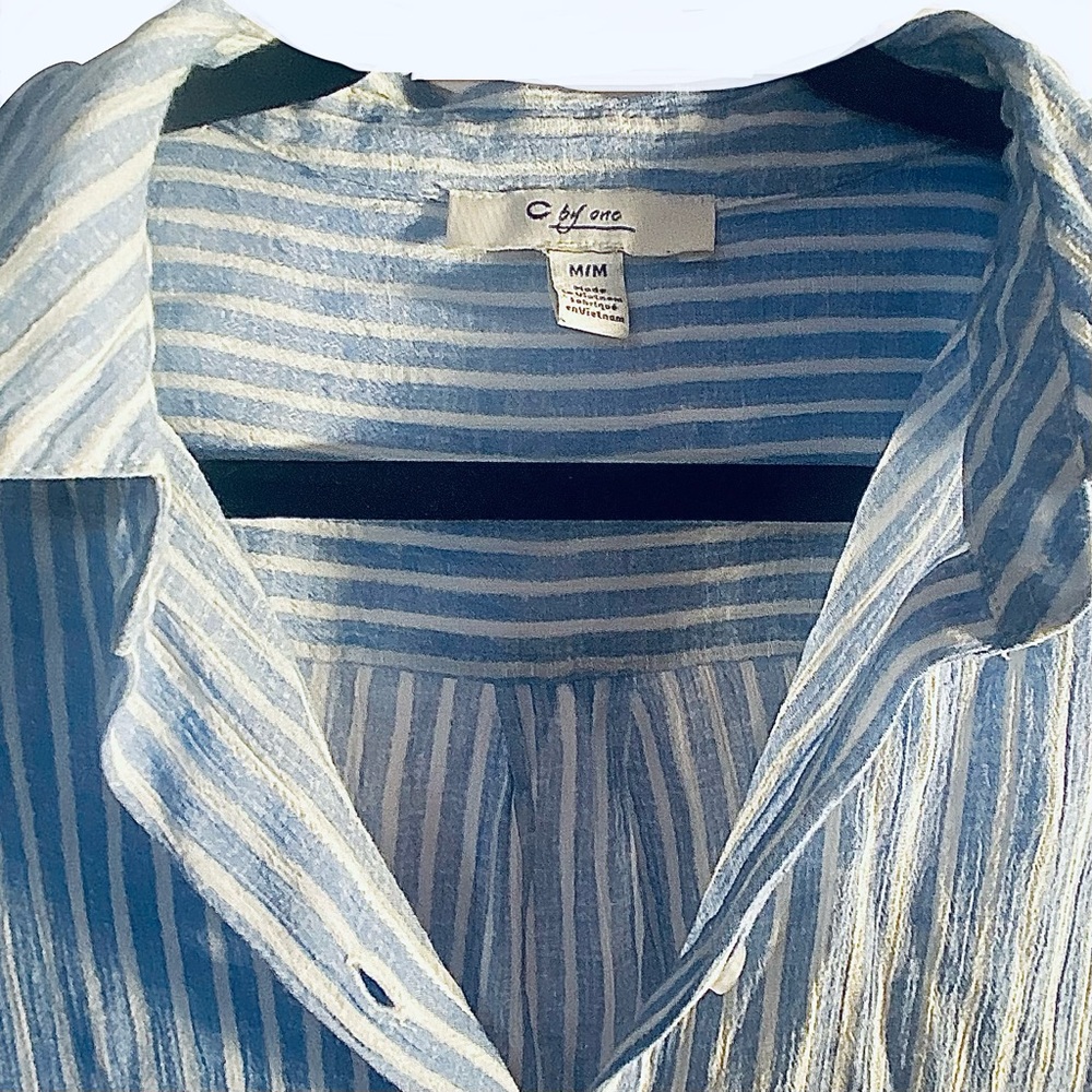 Chic Blue/White Stripe Button-Up Long sleeve - Picture 2 of 6